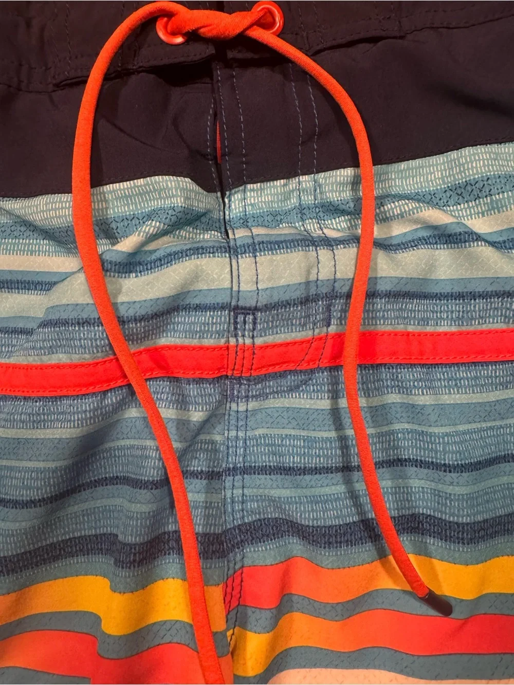 Men's Striped Swim Trunks with Orange Drawstring Speedo medium